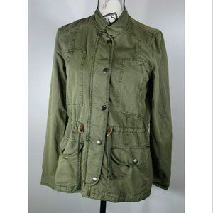 HINGE Drapey Military Jacket, Army Green, Womens Size Small
